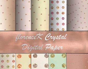 12 Digital Paper Texture - Glass Metallic - Crystals- Sparkly - Blush - Copper - Rose Gold - Skin- Pink - Swarovski- Clip Art Commercial Png