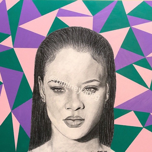 Rihanna Black Charcoal Print