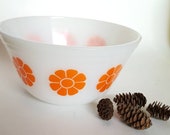 Federal glass mid mod orange flower bowl 7 quot bowl milk glass nesting bowl kitschy vintage