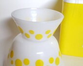 Set of 2 federal yellow polka dot bowls nesting bowl mixing bowl milk glass 1950 39 s USA