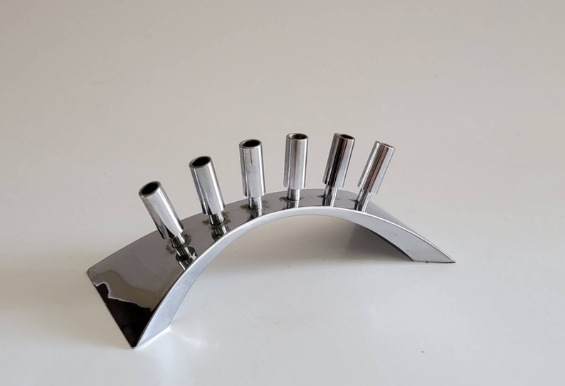 Vintage chrome skinny candleholders1970srarebridgeexcellentmidcentury modernhtf