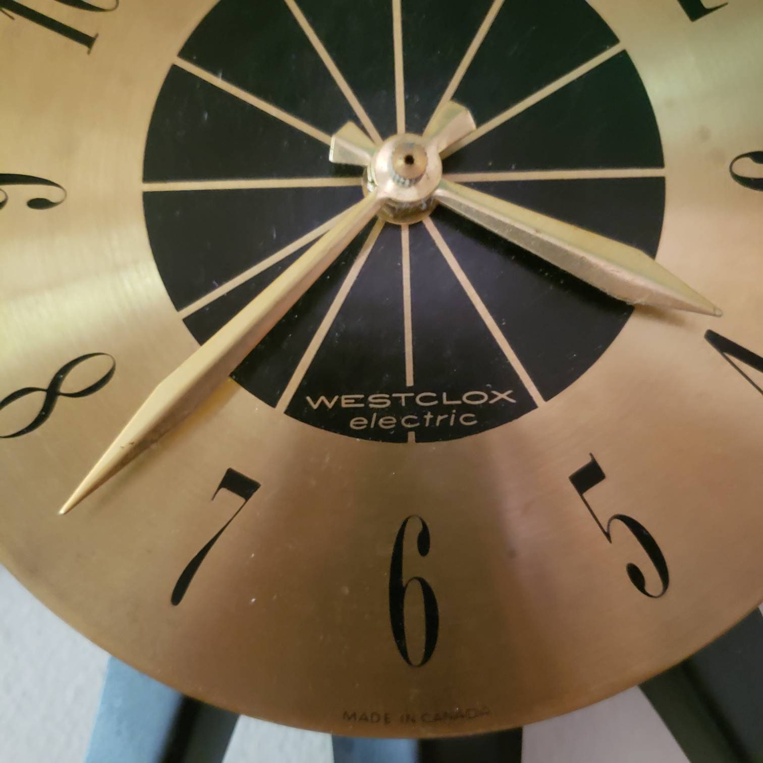 Atomic westclox starburst clock/black/gold/midcentury Etsy