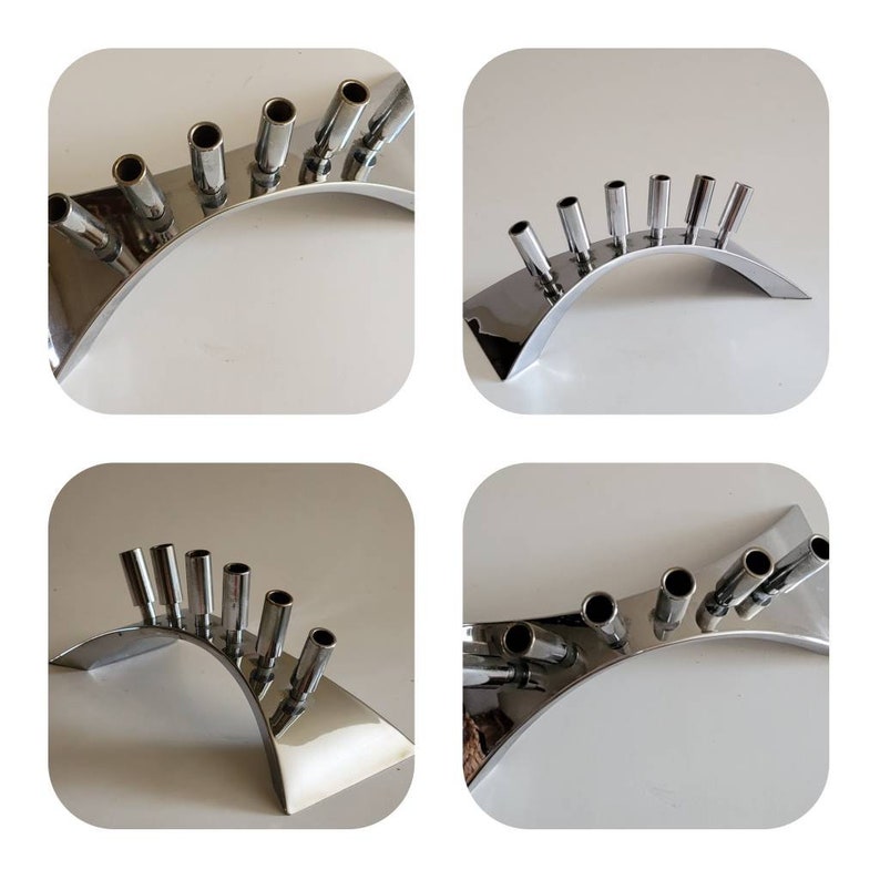 Vintage chrome skinny candleholders1970srarebridgeexcellentmidcentury modernhtf