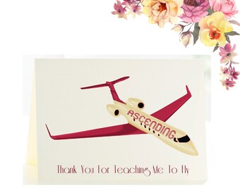 Thank you for teaching me to fly | Mentor Thank You Notes | Airplane Thank You Notes | Set of 6