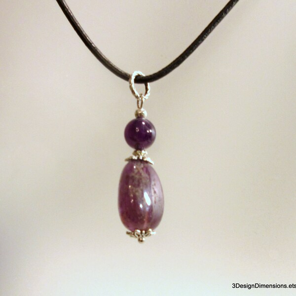 Amethyst Pendant, Amethyst Nugget Pendant, Natural Gems, Pendant Necklace, Handmade, February Birthstone Jewelry, With or Without Cord