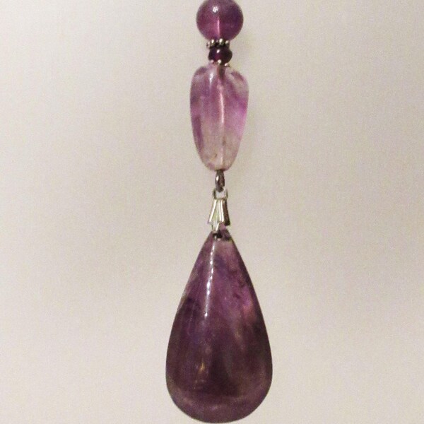 SALE, Amethyst Pendant Necklace, Genuine Amethyst Teardrop, Natural Gems, Handmade, Amethyst Jewelry, Birthstone Jewelry, Amethyst Necklace