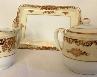 Noritake Sugar and Creamer With Tray