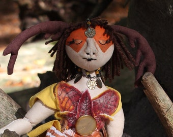 Pagan Autumn Goddess Doll With Antlers