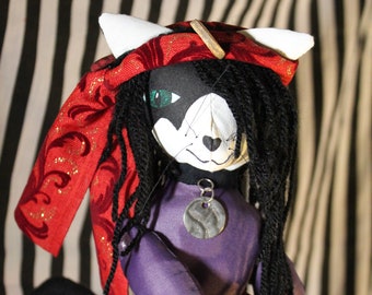 Tuxedo Cat Circus Fortune Teller  Art Doll