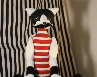 Tuxedo Cat Circus Strongman Art Doll