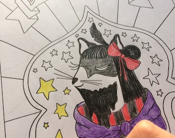 The Bearded Lady Vintage Circus Poster Colouring Page