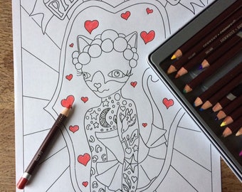 Tattooed Lady Vintage Circus Poster Colouring Page
