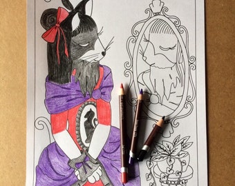 The Bearded Lady Vintage Circus Colouring Page