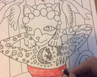 Tattooed Lady Colouring Page
