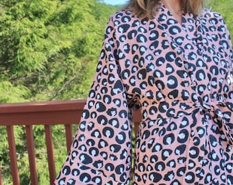Cotton Double Gauze Robe in Spotted – Pretty Housecoat Available in Custom Lengths
