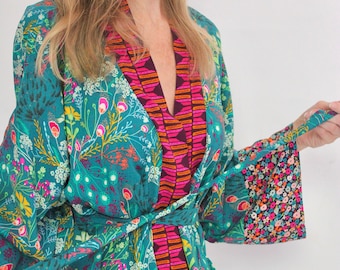 Pretty Housecoat, Kimono Robe in Siren Song, with Custom Lengths