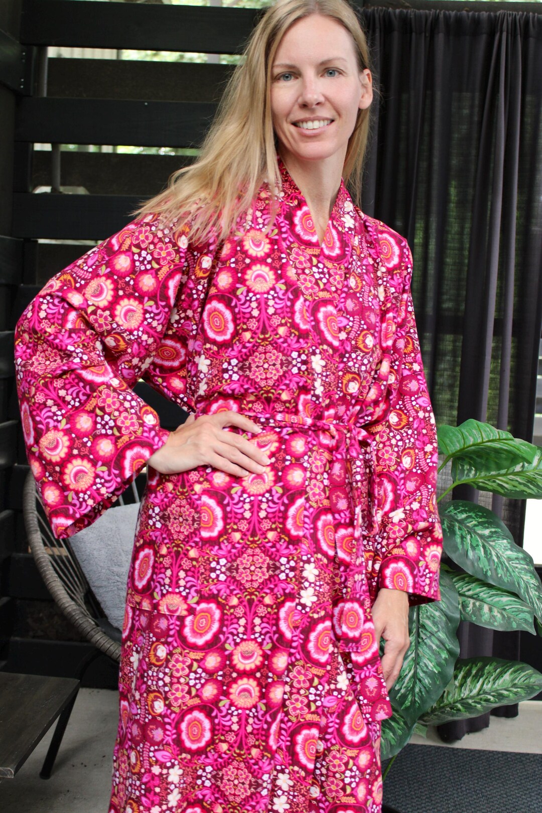 Cosies Pink Ruffle Robe Cozy Cotton Flannel Robe in Pink Paradise Print With Custom Lengths ...