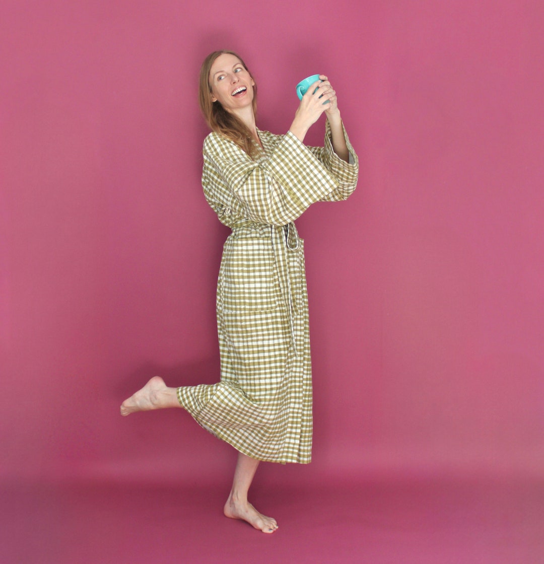 Cozy Housecoat / Robe in Cabin Plaid Flannel Etsy