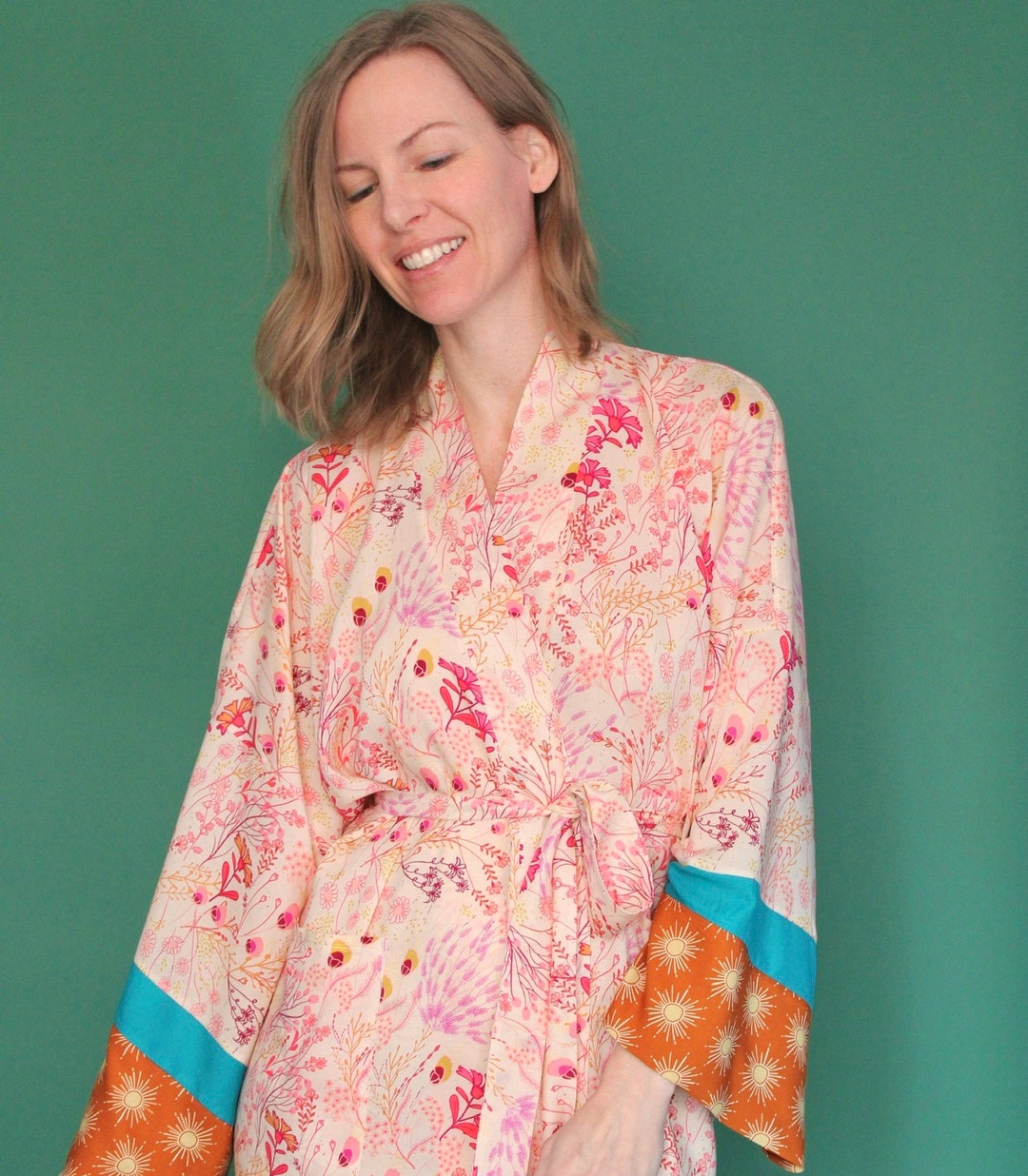 Pretty Patterns Robe Kimono Robe, Pretty Housecoat, Custom Lengths in White Witch - Etsy
