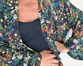 Pretty Housecoat or Kimono Robe in Sea Witch Print, With Customizable Lengths