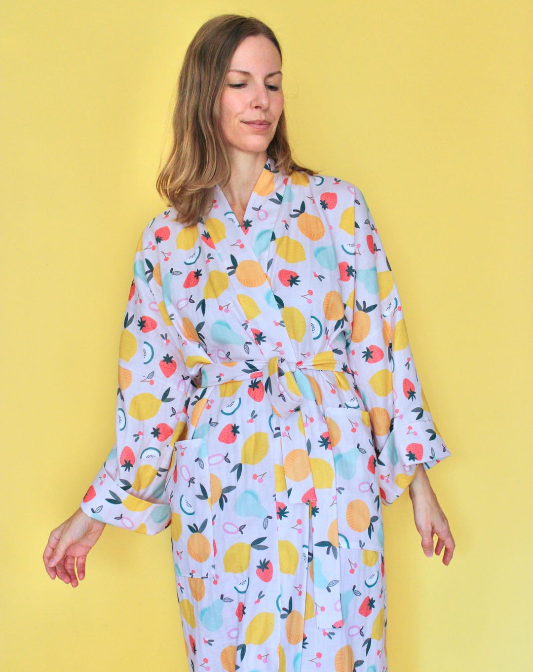 Vestaglia Donna Vestaglia Frutta Vestaglia Kimono Con Pizzo Su