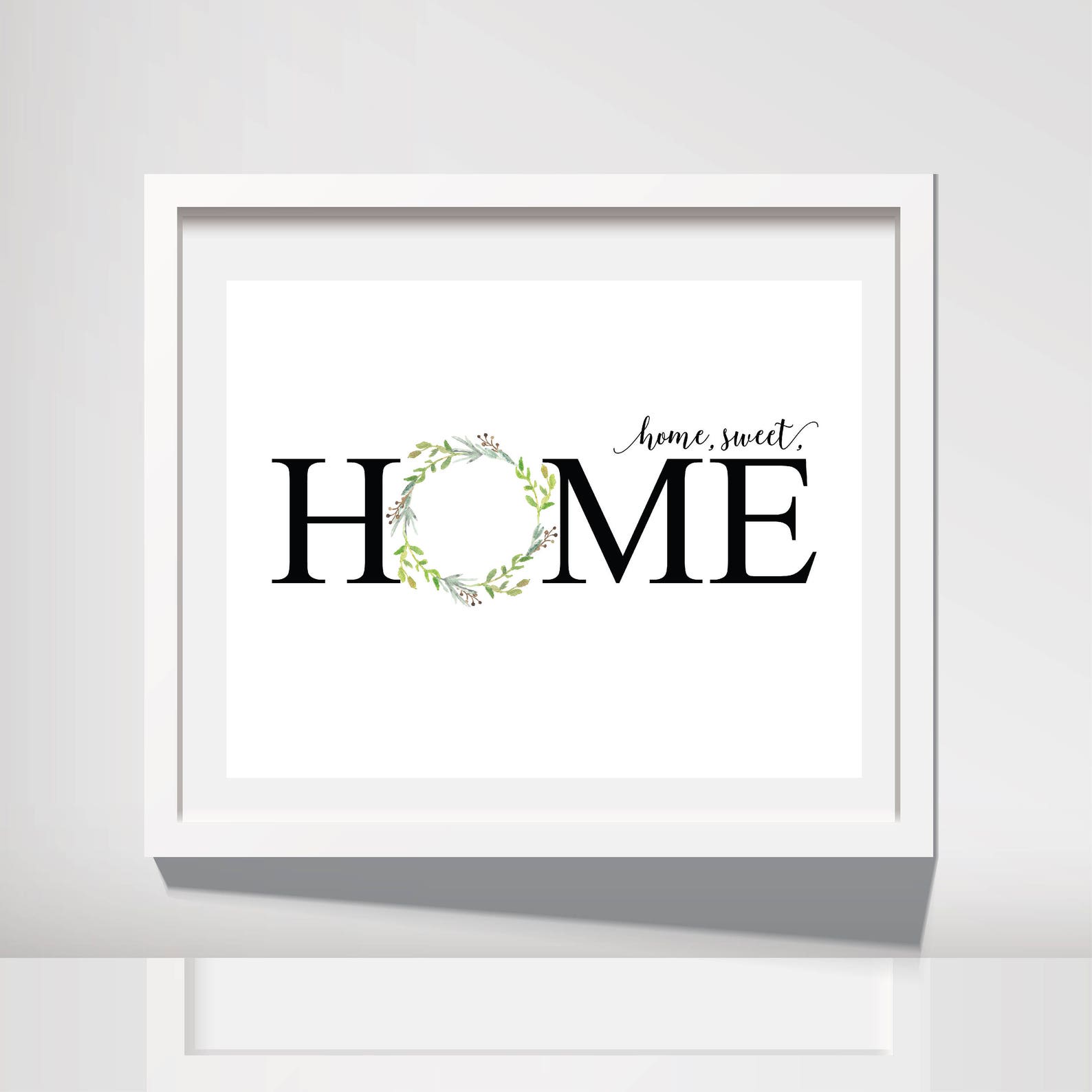 Zuhause süße Zuhause drucken. Aquarell Kranz. | Etsy