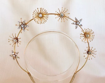 Electra, Gold Halo of Stars Tiara, Wedding Headband, Tiara, Headpiece