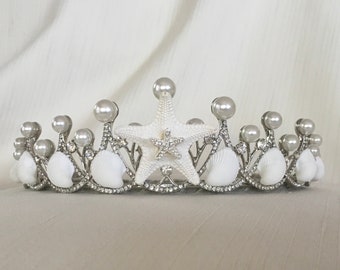 Serif Shell Tiara, Beach Wedding Shell Crown, Beach Bride Headpiece