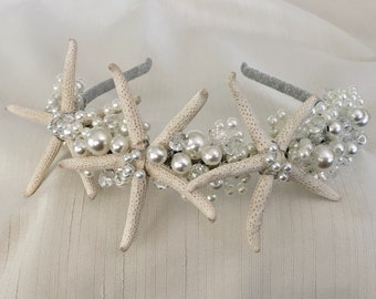 Pearl Starfish Headband, Bridesmaid Tiara, Flowergirl Headpiece