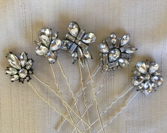 Petite Jewel, Five Piece Hairpin Set, Bridal Headpiece