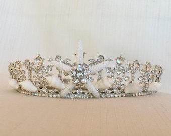 Delmar Shell Tiara, Beach Wedding Shell Crown, Beach Bride Headpiece
