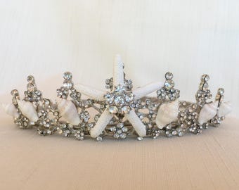 Mira Shell Tiara, Beach Wedding Shell Crown, Beach Bride Headpiece