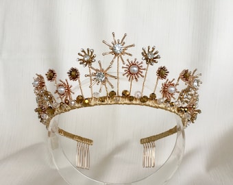 Celeste, Golden Star Crown, Wedding Tiara, Star Headpiece