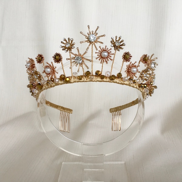 Celeste, Golden Star Crown, Wedding Tiara, Star Headpiece