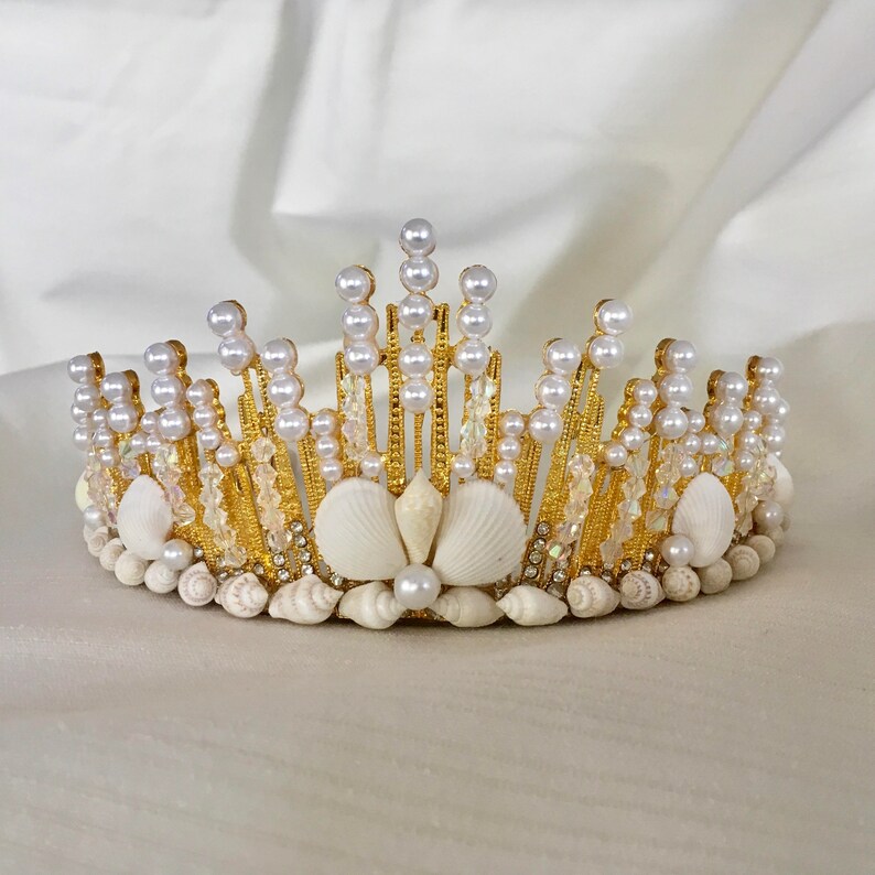 Lana Gold Shell Tiara, Beach Wedding Shell Crown, Beach Bride Headpiece deals