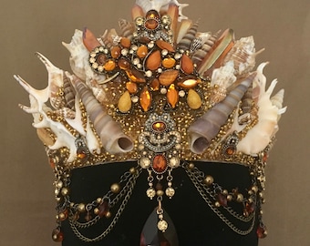 Sanvi, Elephant Shell Crown, Mermaid Crown, Festival Crown, Statement Crown