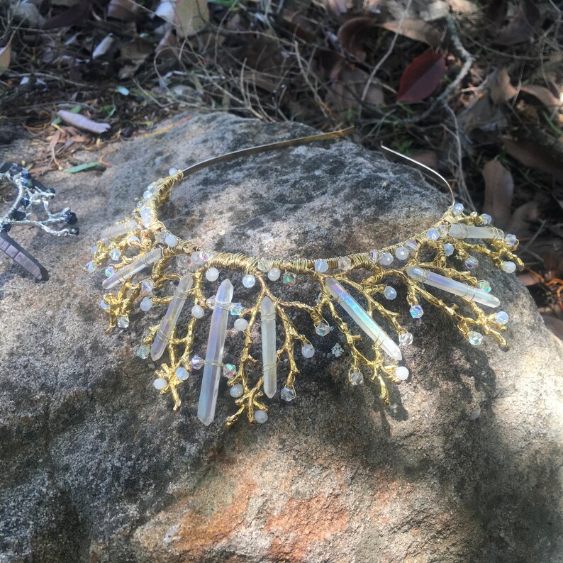 Willow Quartz Crystal Crown Crystal Point Headpiece