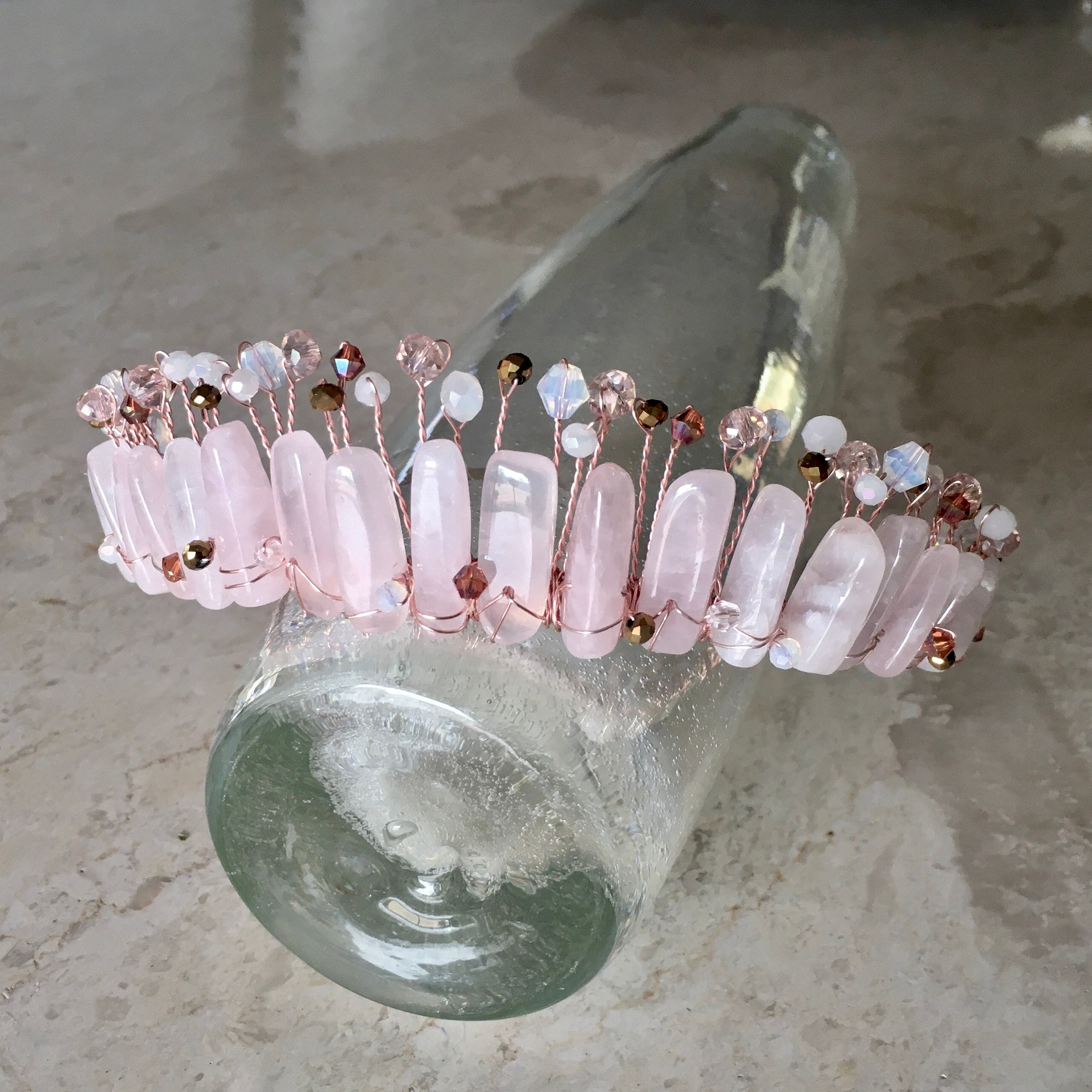 Blush Polished Quartz Crystal Crown Quartz Crystal Bridal Etsy