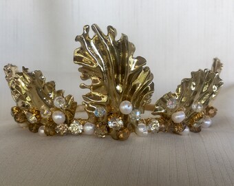 Elora, Contemporary  Crown, Gold Bridal Crown, Wedding Tiara