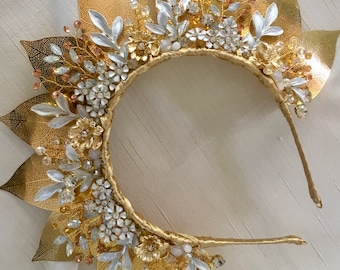 Juliana, Leaf Halo, Flower Crown, Bridal Crown, Wedding Tiara, Bridal Headpiece