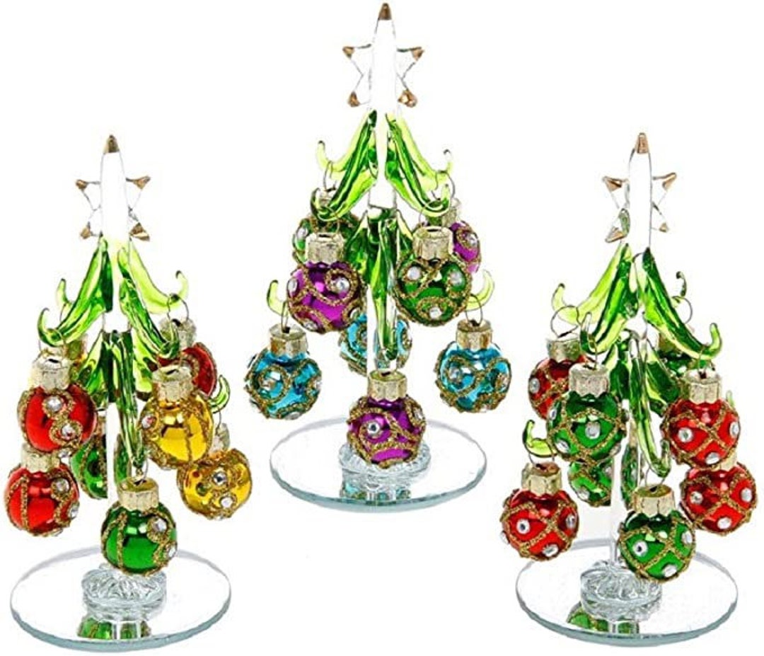 Beautiful Small Glass Christmas Tree Decorated With Etsy