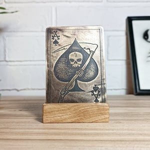 Trench Art Messing Vietnamkrieg Tod von oben Propagandakarte Militärdekor Vietnam Veteran Vietnam Era Tötungskarte US Army Vietnam Memorabil