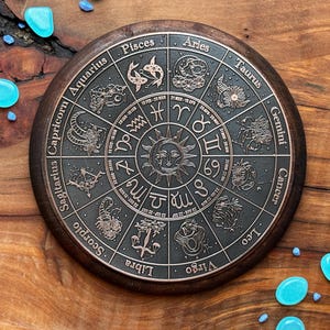 Zodiac Wheel Gift Boar For Magic Ritual, Astrology Guide, Astrological Decor, Altar Decor