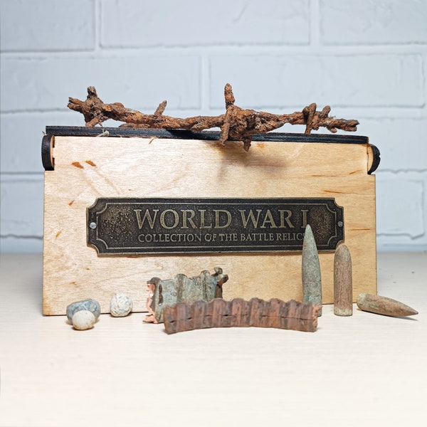 Deutsche Erinnerungsstücke aus dem 1. Weltkrieg, Kriegsrelikte, Militärgeschenke, authentische Fragmente aus dem Ersten Weltkrieg, Souvenirbox, perfekte Sammlung, Grabenkunst, Geschenk für ihn