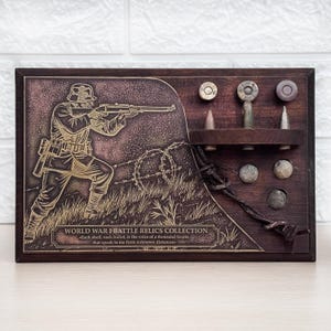 Trench Art WW1 Personalised Memorabilia Battle Relics Military Gifts Authentic World War I Fragment Souvenir Stand Collection History Buff