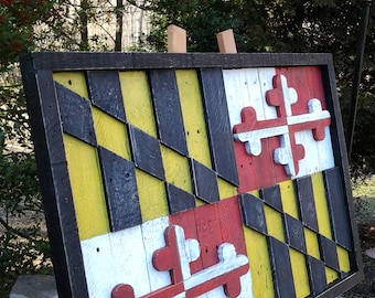 Maryland State Flag Wood Sign Rustic Wall Décor Gift 12x18 B3-12180051021
