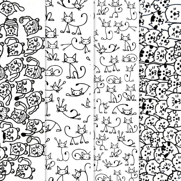 Silkscreen Stencil Cats Pattern - Cat - Kittens - Hanni Handmade Silkscreen Stencil for Polymer Clay - No. 326, 384, 385, 416