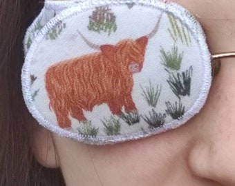 Eye patch for adult, kids, lazy eye, amblyopia, occlusion therapy treatment, eye patch for under glasses, highland cow