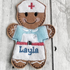 Nurse gift, thank you NHS, medical, Christmas decoration, gingerbread ornaments, hanging tree decor, personalised nurse present
