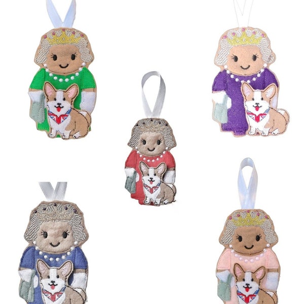 Queen with corgi  Jubilee, Gingerbread ornament, hanging decoration